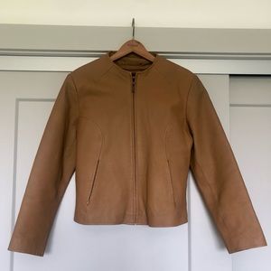 Butter Soft Italian tan leather jacket - fitted w/ removable warm lining